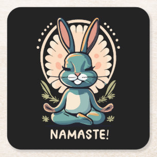 Namaste Bunny Yoga Kaninchen Meditation Rechteckiger Pappuntersetzer