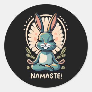 Namaste Bunny Yoga Kaninchen Meditation Runder Aufkleber
