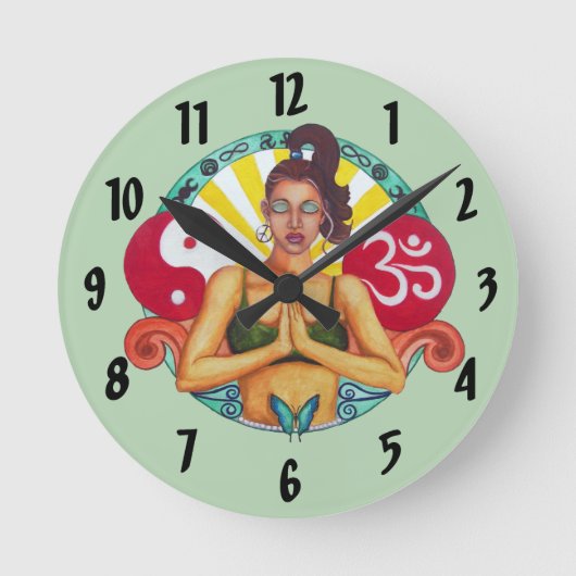 Namaste' Clock Runde Wanduhr (Vorderseite)