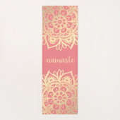Namaste Coral Pink und Gold Mandala Blume Yogamatte (Rückseite)