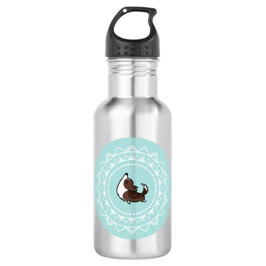 Namaste Corgi-Brindle Emblem-Wasser-Flasche Trinkflasche (Vorderseite)