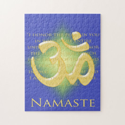 Namaste Definition mit Om Symbol - auf Blau Puzzle (Vertikal)