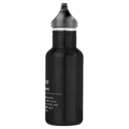 Namaste Definition Yoga Accessoire Schwarzweiß Edelstahlflasche (Rechts)