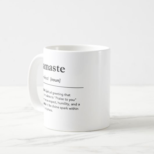 Namaste Definition Yoga Achtsamkeit Kaffeetasse (Vorderseite Links)