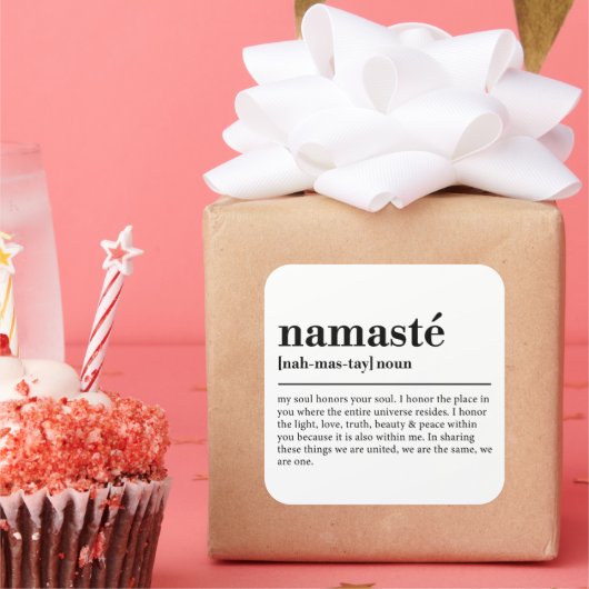 Namaste Definition Yoga Moderne Minimale Meditatio Quadratischer Aufkleber (Party)