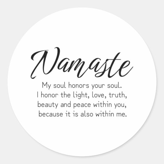 Namaste definition Zen,Yoga, Inspirational quote Runder Aufkleber (Vorderseite)