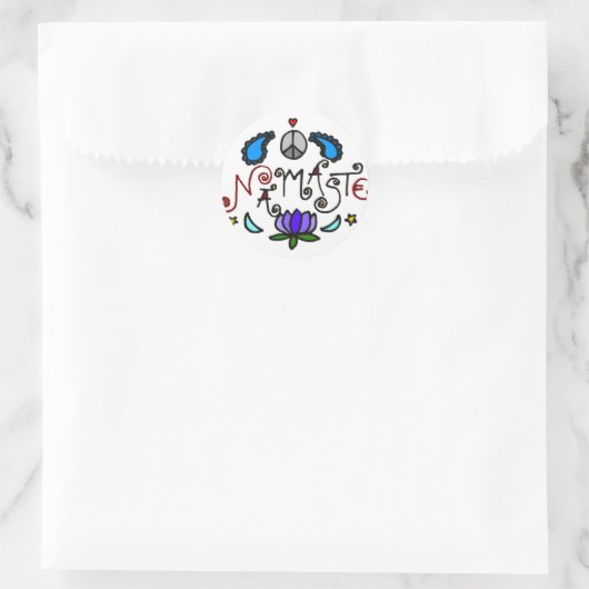 Namaste Doodles Runder Aufkleber (Tasche)