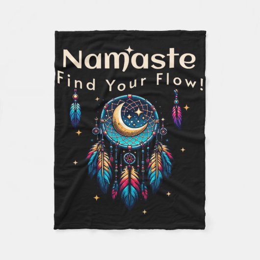 Namaste Find Your Flow Halbmond Traumfänger Fleecedecke (Vorderseite)