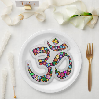 Namaste Floral Symbol Art Pappteller