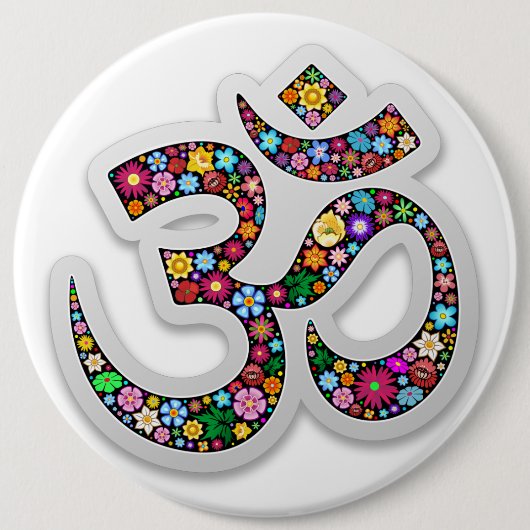 Namaste Floral Yoga-Symbol Button (Vorderseite)