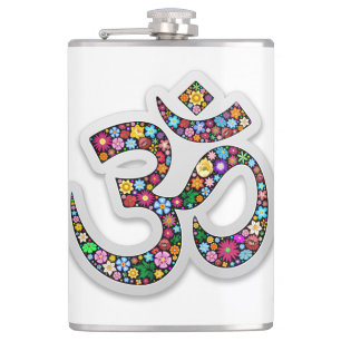 Namaste Floral Yoga-Symbol Flachmann