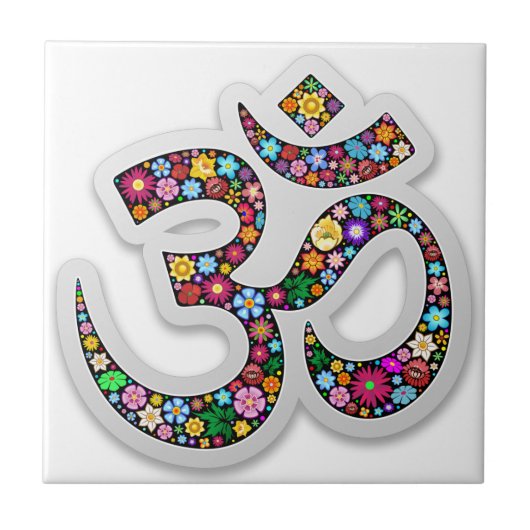 Namaste Floral Yoga-Symbol Fliese (Vorderseite)