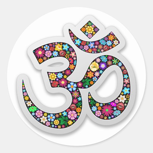 Namaste Floral Yoga-Symbol Runder Aufkleber (Vorderseite)