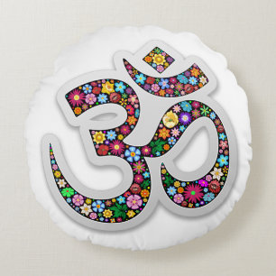 Namaste Florales Yoga-Symbol Rundes Kissen