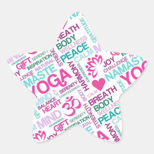 Namaste, Frieden und Harmonie Pink YOGA Muster Stern-Aufkleber (Vorderseite)