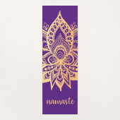 Namaste Gold Lila Lotus Blume Mandala Yogamatte (Vorderseite)