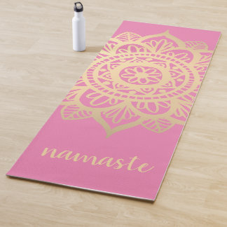 Namaste Gold Mandala Blume Rosa Yogamatte