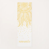 Namaste Gold Sun Mandala Confetti Weiß Yogamatte (Vorderseite)