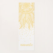 Namaste Gold Sun Mandala Confetti Weiß Yogamatte (Rückseite)