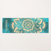 Namaste Gold Turquoise Blume Mandala Yogamatte (Rückseite (Horizontal))