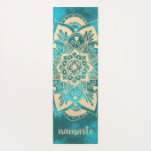 Namaste Gold Turquoise Blume Mandala Yogamatte (Rückseite)