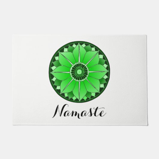 NAMASTE Green Blume Spiritual Lotus Mandala White Fußmatte (Vorderseite)