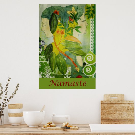 Namaste Green Goddesses 24" x 36" Poster (Küche)