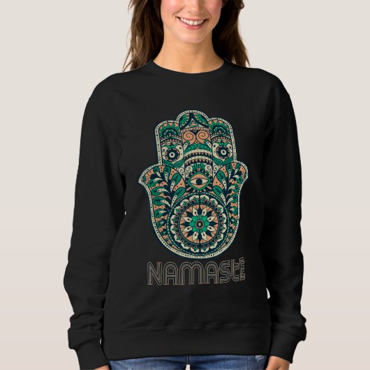 Namaste Hamsa Hand Yoga Hinduism Fatima Arabic Sweatshirt (Vorderseite)