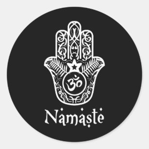 Namaste Hand Hamsa Yoga Hinduismus Veden Ohm T-Shi Runder Aufkleber
