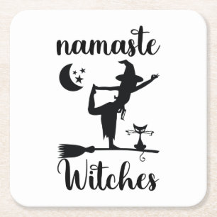 Namaste Hexen Halloween-Untersetzer Rechteckiger Pappuntersetzer