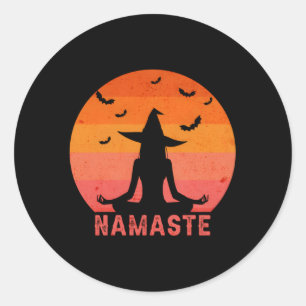 Namaste Hexen Halloween Yoga Hexe Runder Aufkleber