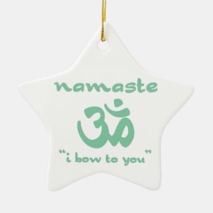 Namaste - Ich verbeuge mich vor dir (in Grün) Keramikornament