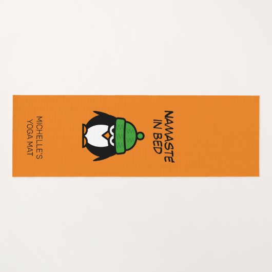 Namasté im Bett lustiger Pinguin Cartoon individue Yogamatte (Vorderseite (Horizontal))