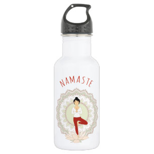 Namaste in der Baum-Pose - Yoga Asana Frau - Trinkflasche