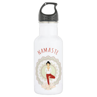 Namaste in der Baum-Pose - Yoga Asana Frau - Trinkflasche