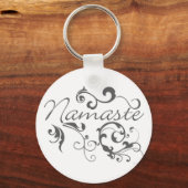 Namaste in dunkelgrauen Wirbel Schlüsselanhänger (Vorderseite)