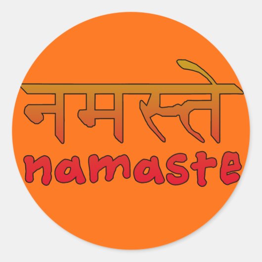 Namaste in Englisch und Hindi-Script Runder Aufkleber (Vorderseite)