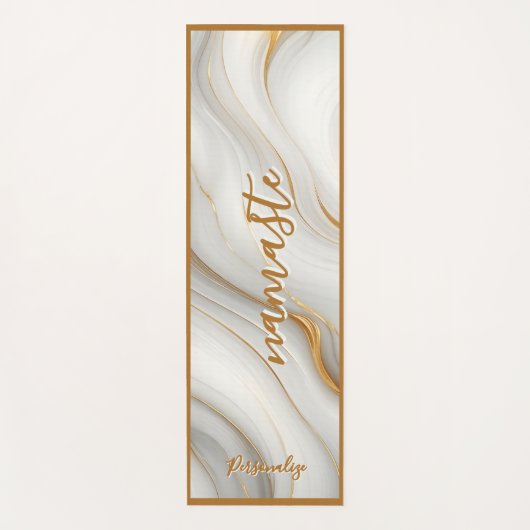 Namaste in Gold – Personalized Marble Zen Yogamatte (Vorderseite)