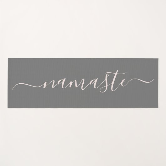 Namaste Initials Personalisiert Grau-Rosa Yogamatte (Vorderseite (Horizontal))