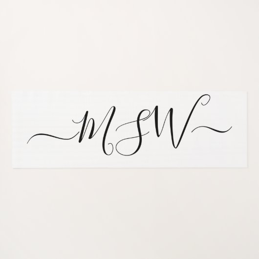Namaste Initials Personalisiert Schwarz-weiß Yogamatte (Rückseite (Horizontal))