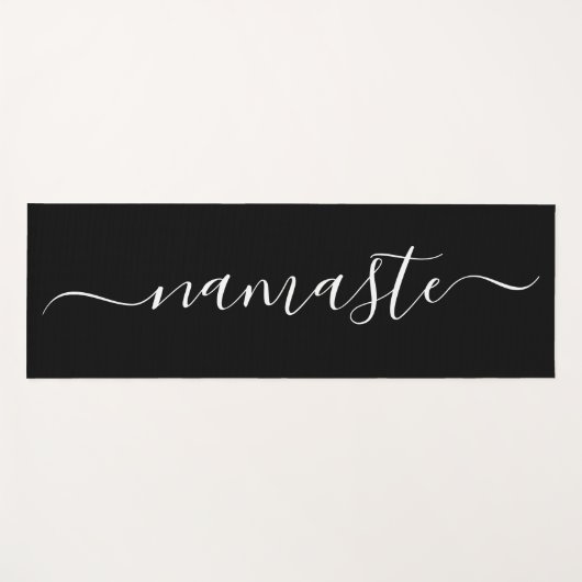 Namaste Initials Personalisiert Schwarz-weiß Yogamatte (Vorderseite (Horizontal))