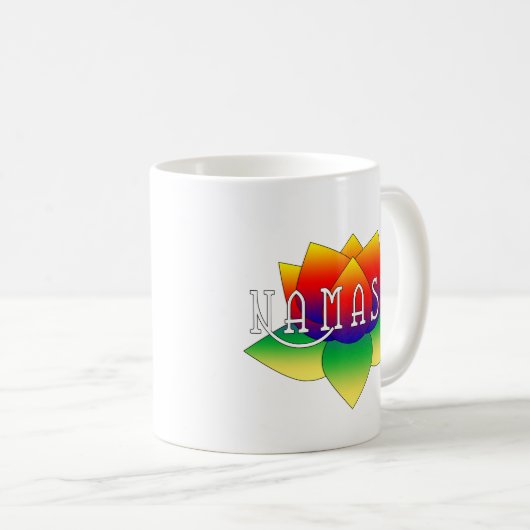 Namaste klare Lotos-Yoga-Tasse Kaffeetasse (VorderseiteRechts)