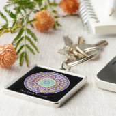 Namaste Lila Indigo Gold Turquoise Mandala Boho Schlüsselanhänger (Seite)