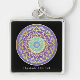 Namaste Lila Indigo Gold Turquoise Mandala Boho Schlüsselanhänger