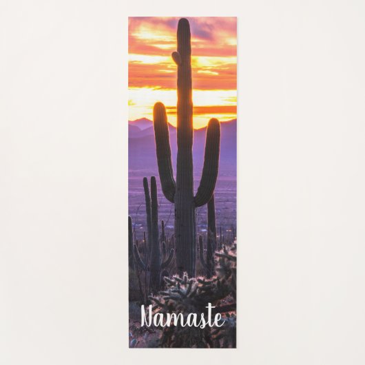 Namaste Lila Orange Cactus Arizona Sunset Custom Yogamatte (Vorderseite)
