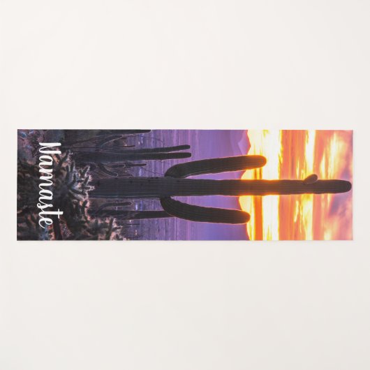 Namaste Lila Orange Cactus Arizona Sunset Custom Yogamatte (Vorderseite (Horizontal))