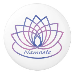 Namaste Lila und Pink Lotus Blume Keramikknauf