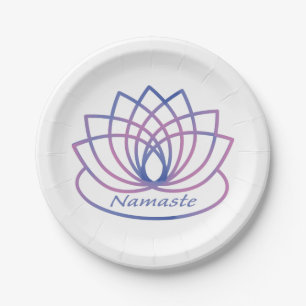 Namaste Lila und Pink Lotus Blume Pappteller