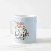 Namaste Llama Niedlicher Individuelle Name Kaffeetasse (Vorderseite Links)