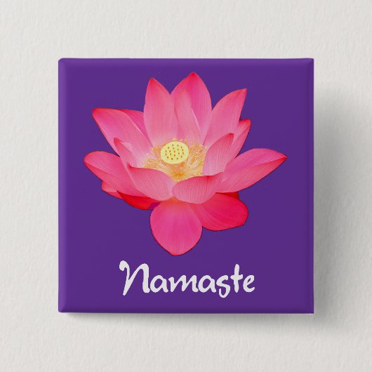 Namaste Lotos-Blumen-Entwurfsgeschenke Button (Vorderseite)